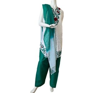 New with Tag. White & Green Salwar Kameez suit with Dupatta